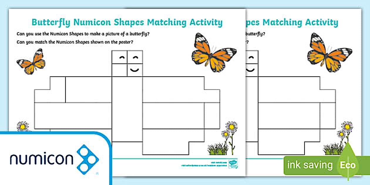 Butterfly Numicon Shape Outline and Matching Activity Pack